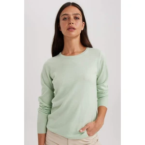 Regular Fit Bisiklet Yaka Yumuşak Dokulu Basic Düz Triko Kazak F7091AZ23WN