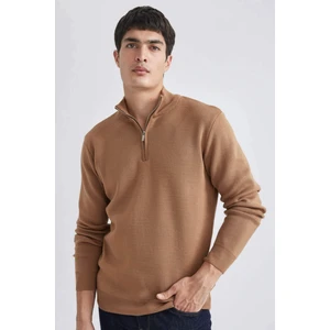 Standart Fit Normal Kesim Dik Yaka Fermuarlı Basic Düz Triko Kazak A5184AX24AU