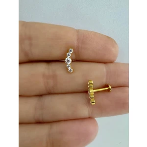 1 Adet G23 Titanium ( Titanyum) Zirkon Taşlı Tragus Kıkırdak  Conch Flat  Helix Lobe Uyumlu Piercing