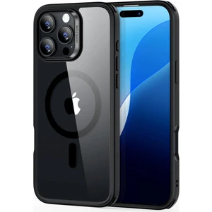 iPhone 16 Pro Max Uyumlu Halolock Magsafe Classic Hybrid Silikon Kılıf Şeffaf Siyah