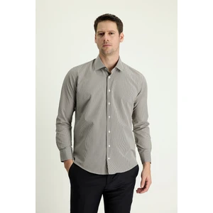 Uzun Kol Slim Fit Dar Kesim Desenli Pamuklu Kolay Ütülenebilir Gömlek