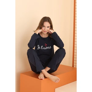 Dream Fashion Lacivert Heart Pijama Takımı