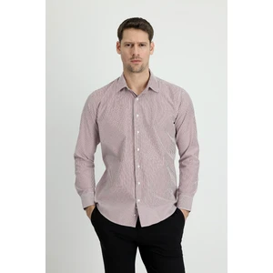Uzun Kol Slim Fit Dar Kesim Çizgili Pamuklu Gömlek