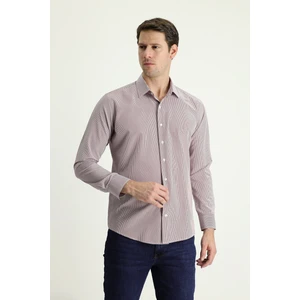 Uzun Kol Slim Fit Dar Kesim Çizgili Pamuklu Kolay Ütülenebilir Gömlek