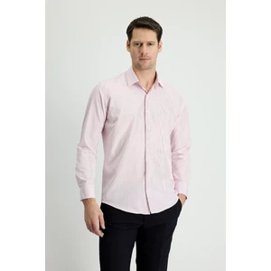 Uzun Kol Slim Fit Dar Kesim Çizgili Pamuklu Kolay Ütülenebilir Gömlek