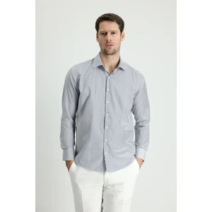Uzun Kol Slim Fit Dar Kesim Çizgili Pamuklu Gömlek