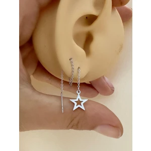Ares Collection 1 Adet Cerrahi Çelik İki Deliğe Geçirilen Zincir Küpe