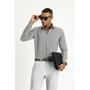 Uzun Kol Slim Fit Dar Kesim Klasik Desenli Pamuklu Kolay Ütülenebilir Gömlek