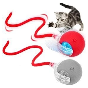 Hareketli Şarjlı Işıklı 360 Derece Dönen Akıllı Oyun Topu Kuyruklu İnteraktif Kedi Köpek Oyun Topu Oyuncağı