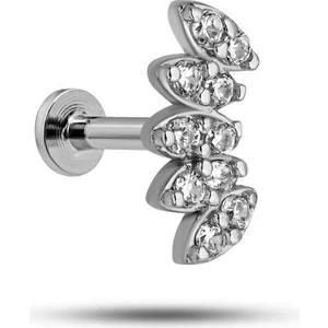 925 Ayar Gümüş Rodyumlu Minimal Beşli Mekik Model Tragus Piercing Küpe