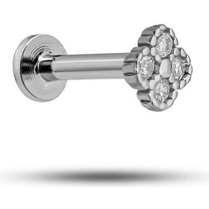 925 Ayar Gümüş Rodyumlu Minimal Zirkon Taşlı Yonca Tragus Piercing Küpe