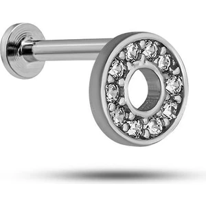 925 Ayar Gümüş Rodyumlu Minimal Zirkon Taşlı Içi Boş Daire Tragus Piercing Küpe