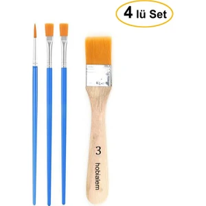 Fırça Seti-2, Yağlı Boya Fırçası, 4 Lü Set, Resim Fırçası, Akrilik Boya Fırçası, Yassı Fırça
