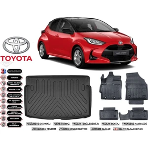 Ko Kaliteoto Toyota Yaris 2025 Model Bagaj Havuzu Araca Özel Siyah Ekstra Havuzlu Paspas Takımı