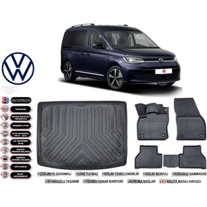 Volkswagen Caddy 2025 Model Bagaj Havuzu Araca Özel Siyah Ekstra Havuzlu Paspas Takımı