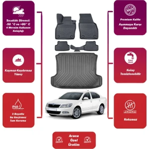 Skoda Octavia 2008 Model Bagaj Havuzu+4d Araca Özel Havuzlu Paspas Takımıı Maxii