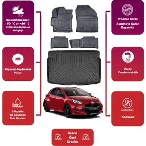 Toyota Yaris 2025 Model Bagaj Havuzu+4d Araca Özel Havuzlu Paspas Takımıı Maxii