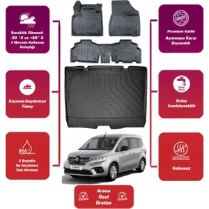 Renault Kango 2025 Model Bagaj Havuzu+4d Araca Özel Havuzlu Paspas Takımıı Maxii