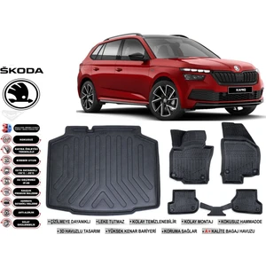 Skoda Kamiq 2025 Model Bagaj Havuzu Araca Özel Siyah Ekstra Havuzlu Paspas Takımı