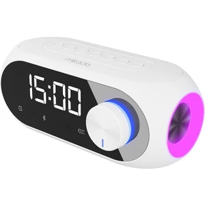 Md-W7 1200MAH 5W Beyaz Bluetooth-Aux-Derece-Usb-Fm Double Alarmlı Saat Speaker Speaker