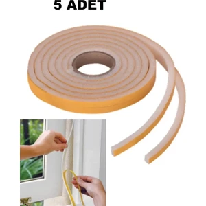 5 Adet Pencere Isı Yalıtım Süngeri Yapışkanlı Pencere Rüzgar Bandı (5 Adet x 5 metre)