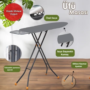Alsu Orta Boy Ütü Masası Antrasit 30*97 Cm
