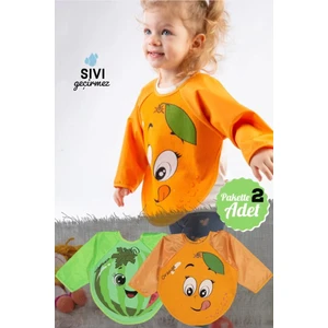 Yenisini Al Meyve Desenli 2'li Kollu Mama ve Aktivite Önlüğü