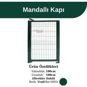 100X100CM Yeşil Panel Çit Kapı Üstten Mandallı