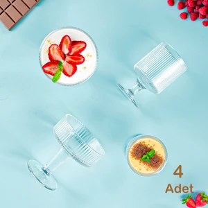 4’Lü Ayaklı Dondurma Ve Magnolia Kase Takımı Şekerlik, Çerezlik Sunum Kase Seti 250 Ml – 150 Ml