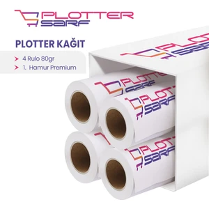 PlotterSarf® 1.Hamur Premium Opak 80 gr Plotter Çizim Kağıdı 62cm x 130mt 4 Rulo