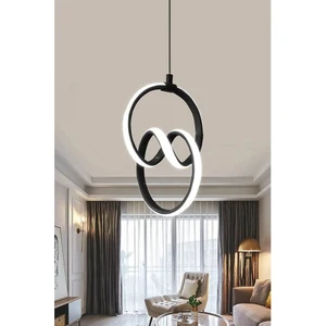 Emily Siyah Modern Sarkıt LED Avize Beyaz Işık Salon Mutfak Oda Hol Ledli Avize
