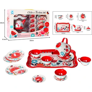 Vardem Oyuncak 15 Parça Çiçek Desenli Metal Çay Seti (Küçük Çocuklar Için Çay Partisi Seti)