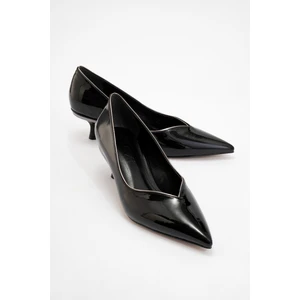 Eupho Siyah Rugan-Platin Kadın Kısa Topuklu Ayakkabı