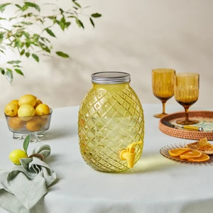 Melon Musluklu Cam Sebil 4650 ml Sarı