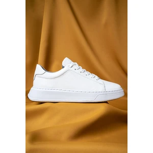Beyaz Casual Bağcıklı Deri Sneakers