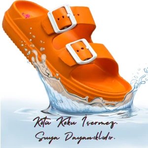 Çift Toka Hafif Eva Yazlık Plaj Terliği Havuz Terliği Lavabo Terliği Turuncu