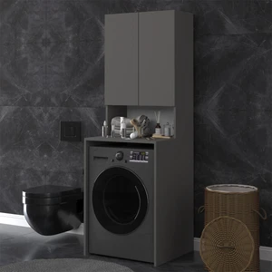 Asra Trend MDF Çamaşır Makinesi Üstü Banyo Dolabı - Kapaklı Depolama, Raflı Düzenleyici, BD-01