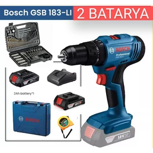 Gsb 183 Li Çift Bataryalı Darbeli Matkap Vidalama ,bosch 103 Parça Uç Aksesyar Seti ve Metre