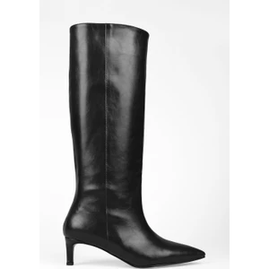 Kadın Blaze Siyah Cilt Kısa Sivri Topuklu Çizme