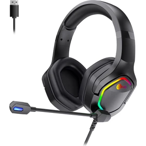 HT403 USB2.0 Kulak Üstü RGB LED Aydınlatmalı Kablolu Gaming Kulaklık Siyah