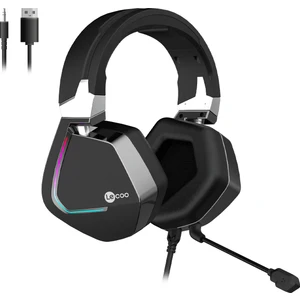 HT402 USB + 3.5mm Jack Kablolu RGB LED Aydınlatmalı Çıkartılabilir Mikrofonlu Kulak Üstü Gaming Kulaklık Siyah