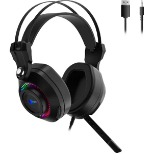 HT405 3.5mm Jack+ USB Kulak Üstü RGB LED Aydınlatmalı Kablolu Gaming Kulaklık Siyah