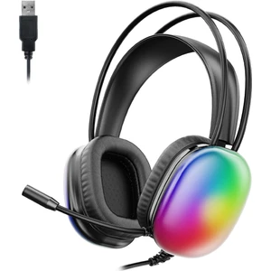 HT409 USB Kablolu RGB Aydınlatmalı Mikrofonlu Kulak Üstü Gaming Kulaklık Siyah