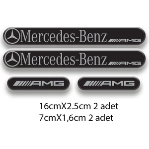 Mercedes 3D Damla 4'lü Oto Sticker Set 1