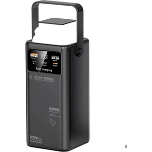 50.000 mAh 22.5W Hızlı Şarj Powerbank El Feneri Özellikli Usb, Micro, Usb-C, Lightning Girişli