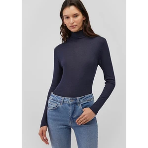 Dik Yaka Yarı Transparan Lacivert Tişört 1612780-70489