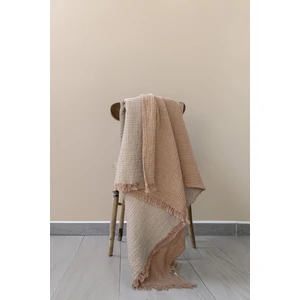 Cocoon Pamuk 4 Kat Müslin Koltuk Şalı Taba / Açık Kahve 130X170