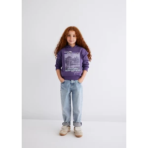 Kapüşonlu Baskılı Mor Sweatshirt 7S10054-88135