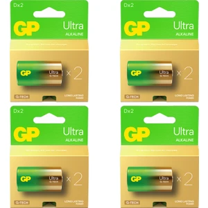 Gp Batteries G-Tech Ultra Alkalin Kalın LR20 - D Boy 1.5V 4 Kart 8 Adet Pil