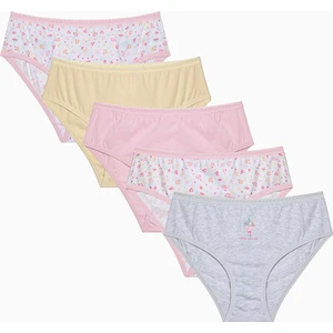 Kız Çocuk Sweet Heart Çok Renkli 5li Slip Külot
